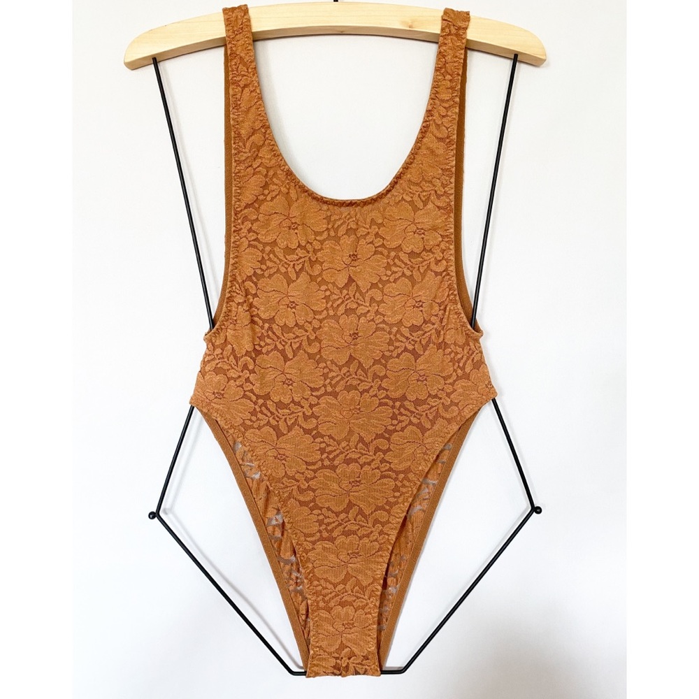 Hot AS Hell bronze lace body suit.